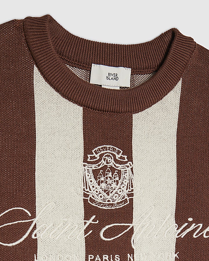 Boys Brown Stripe Football T-Shirt