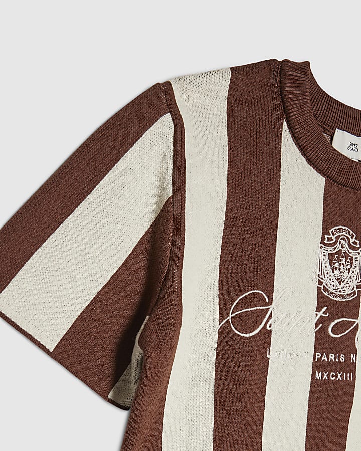 Boys Brown Stripe Football T-Shirt