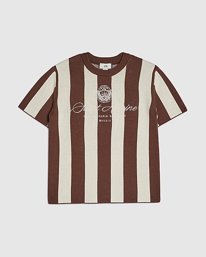 Boys Brown Stripe Football T-Shirt