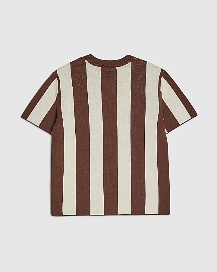 Boys Brown Stripe Football T-Shirt