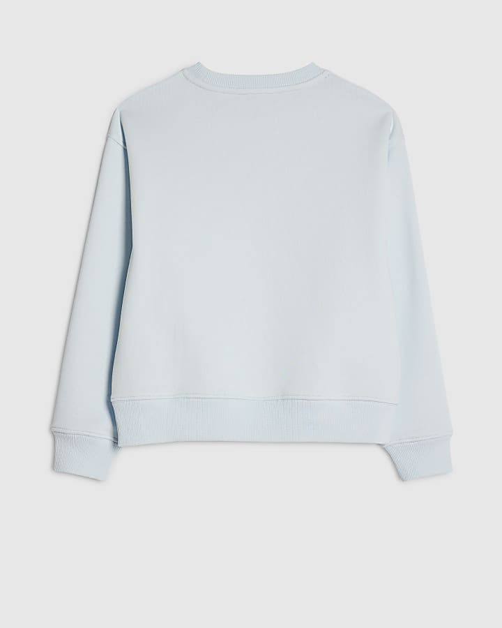 Girls Blue Bow Stitch Sweatshirt