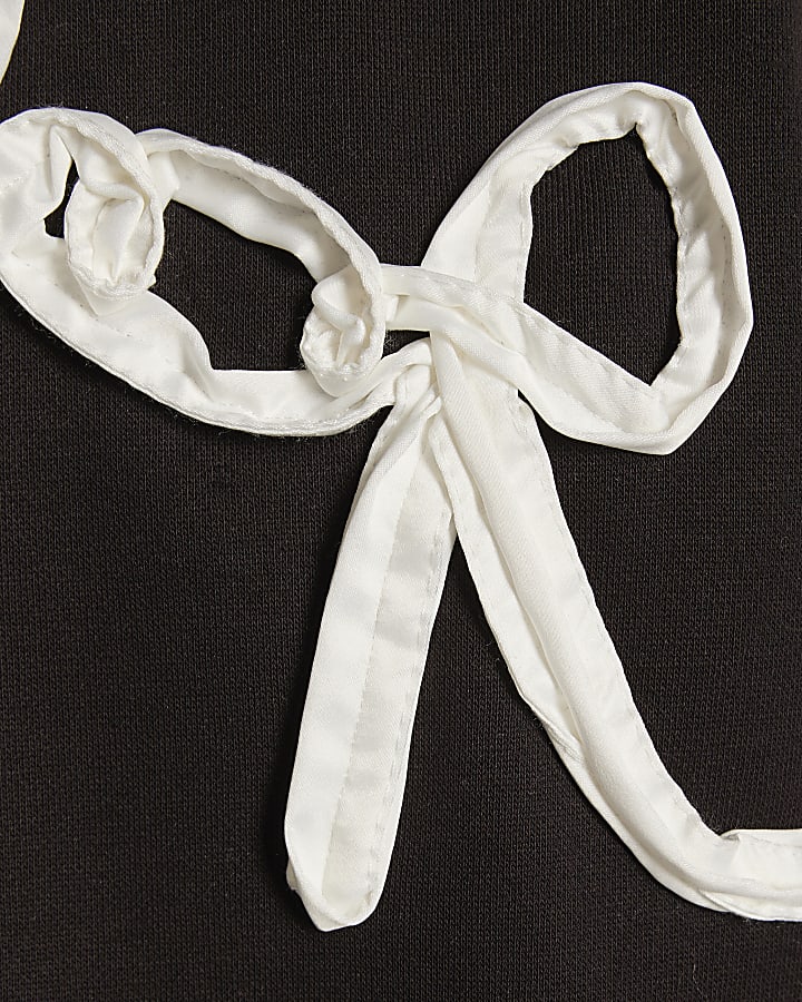 Girls Black Bow Stitch Sweatshirt