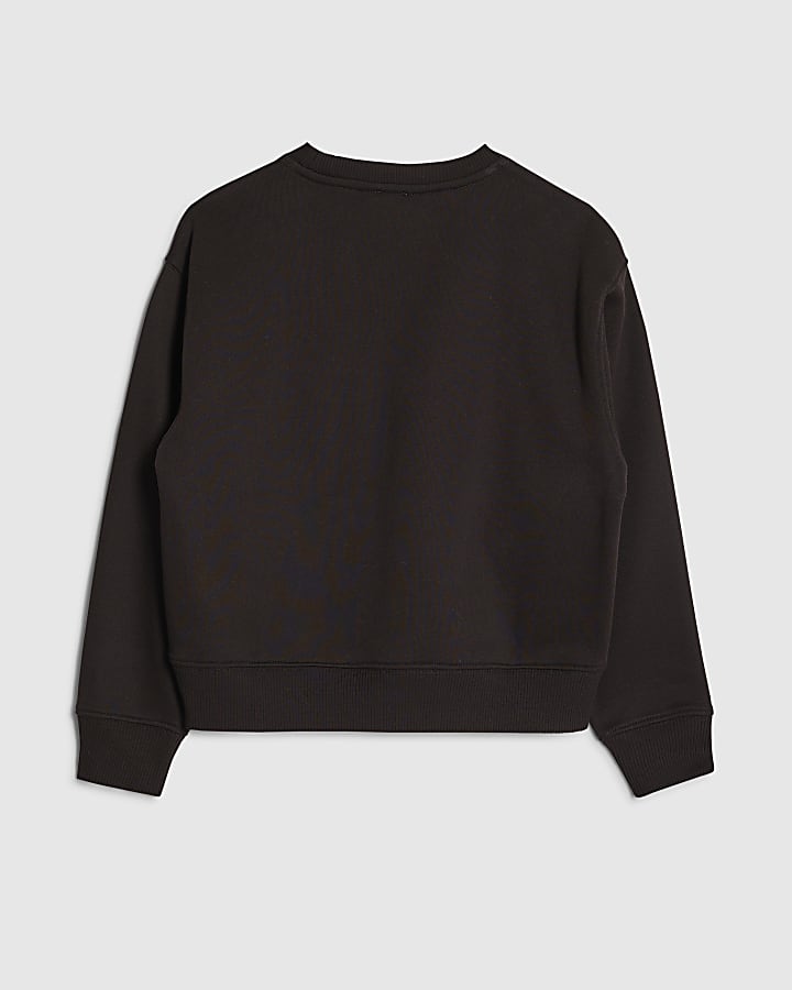 Girls Black Bow Stitch Sweatshirt