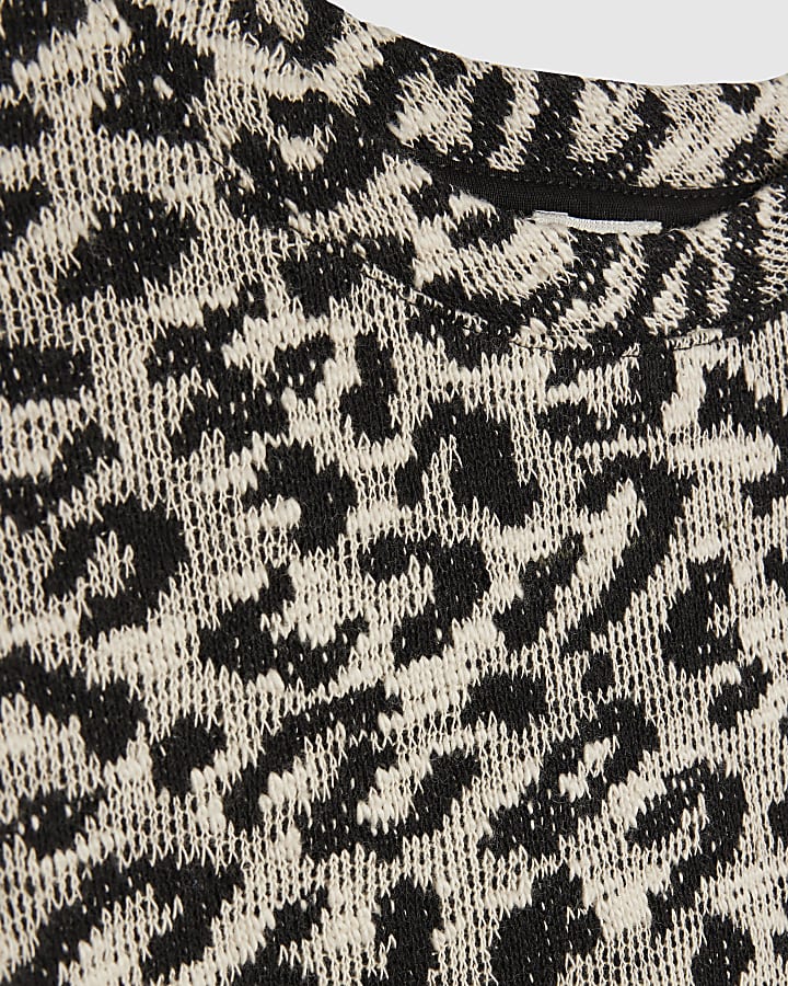 Girls Beige Leopard Whipstitch T-Shirt Set