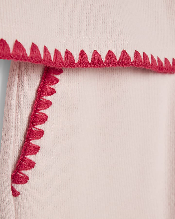 Girls Pink Whipstitch T-Shirt Set