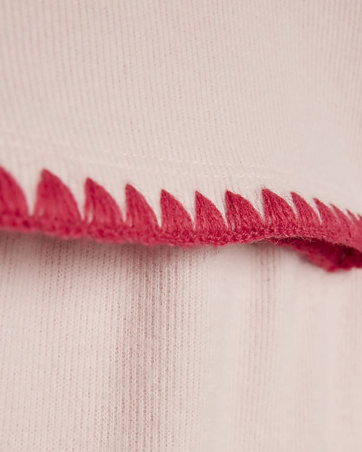 Girls Pink Whipstitch T-Shirt Set