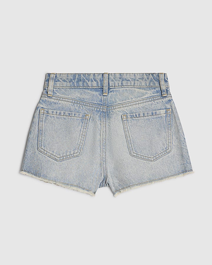 Girls Blue Seahorse Embellished Denim Shorts