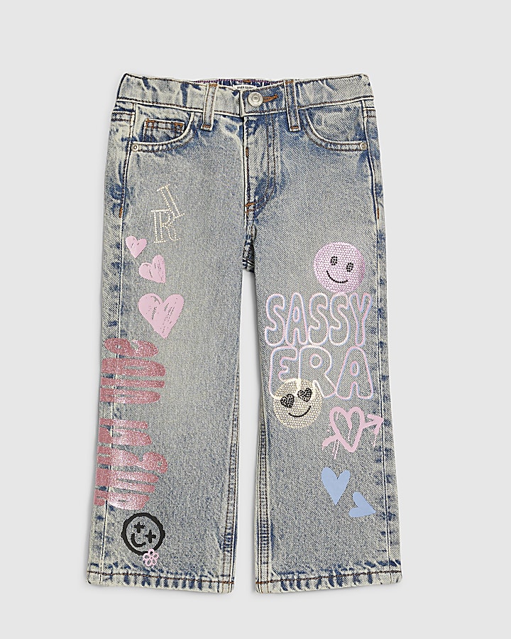 Mini Girls Blue Sassy Era Straight Leg Jeans