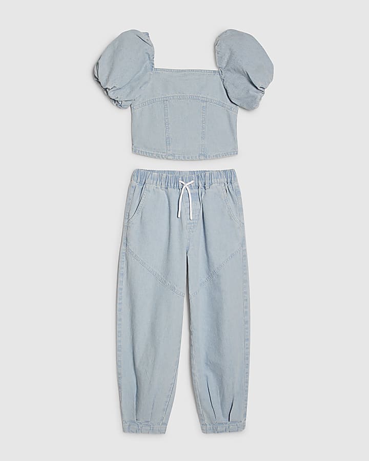 Girls Blue Cargo Barrel Set