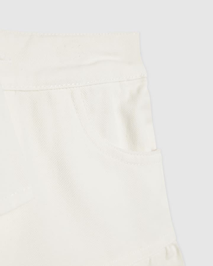 Girls White Pearl Waistcoat And Skirt Set