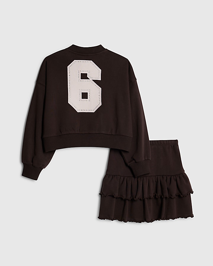 Girls Brown Graffiti Bomber Set