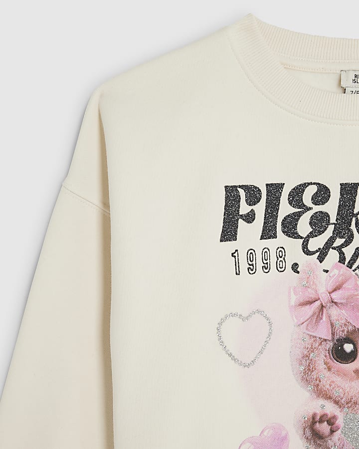 Girls Cream Fierce Cute Monster Sweatshirt