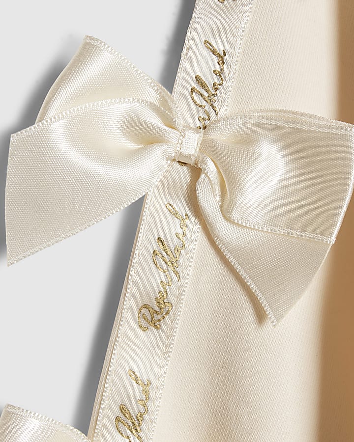 Mini Girls Cream Bow Cinched Sweatshirt Set