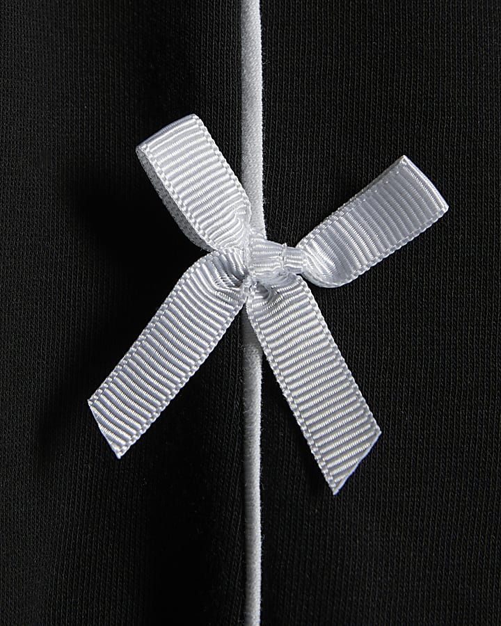 Girls Black Bow Sweatshirt Set