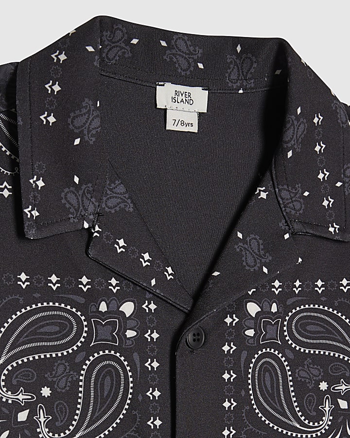 Boys Black Bandana Print Shirt