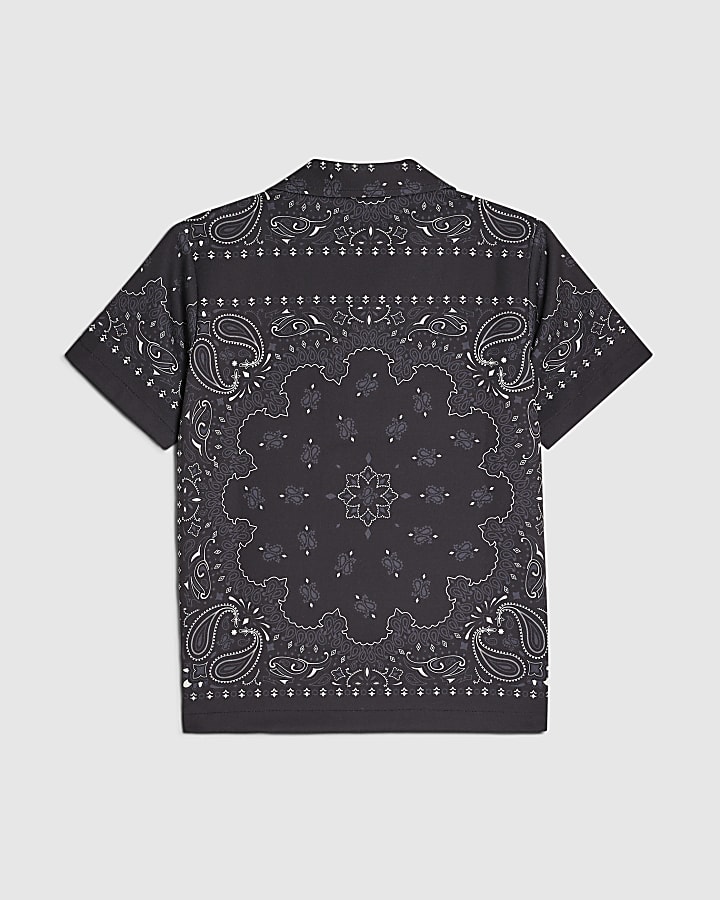 Boys Black Bandana Print Shirt