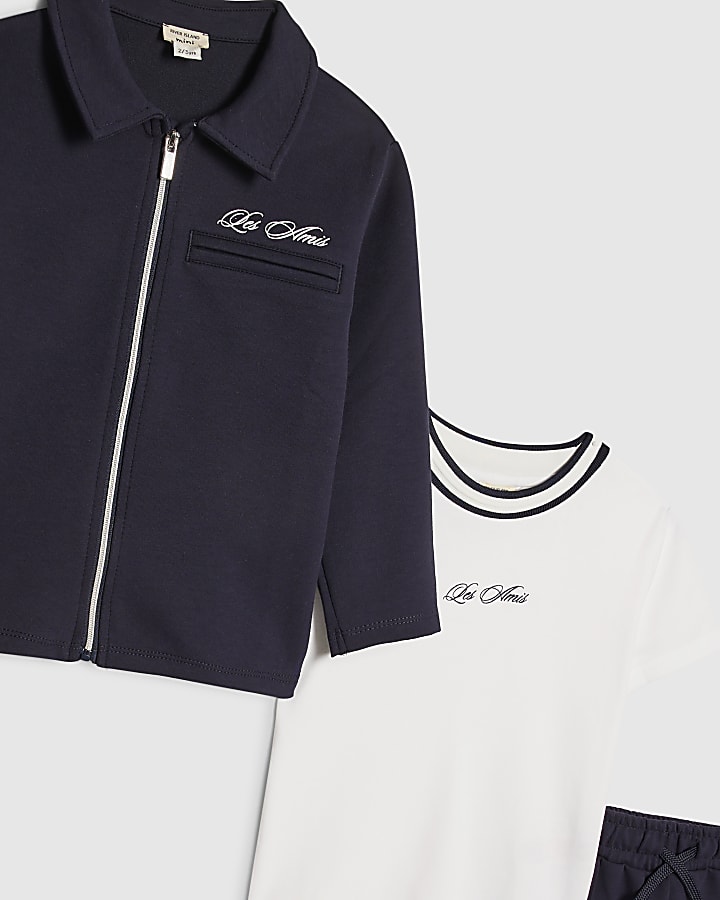Mini Boys Navy Jacket 3 Piece Set