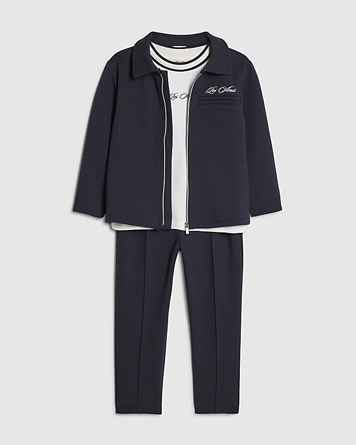 Mini Boys Navy Jacket 3 Piece Set