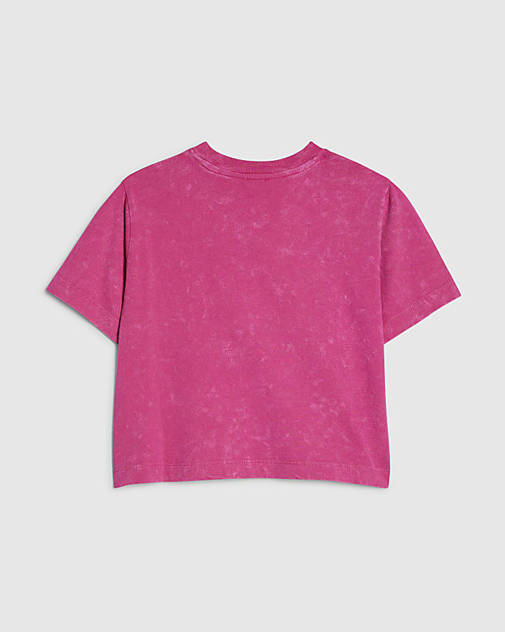Girls Pink Floral Sequin 92 T-Shirt