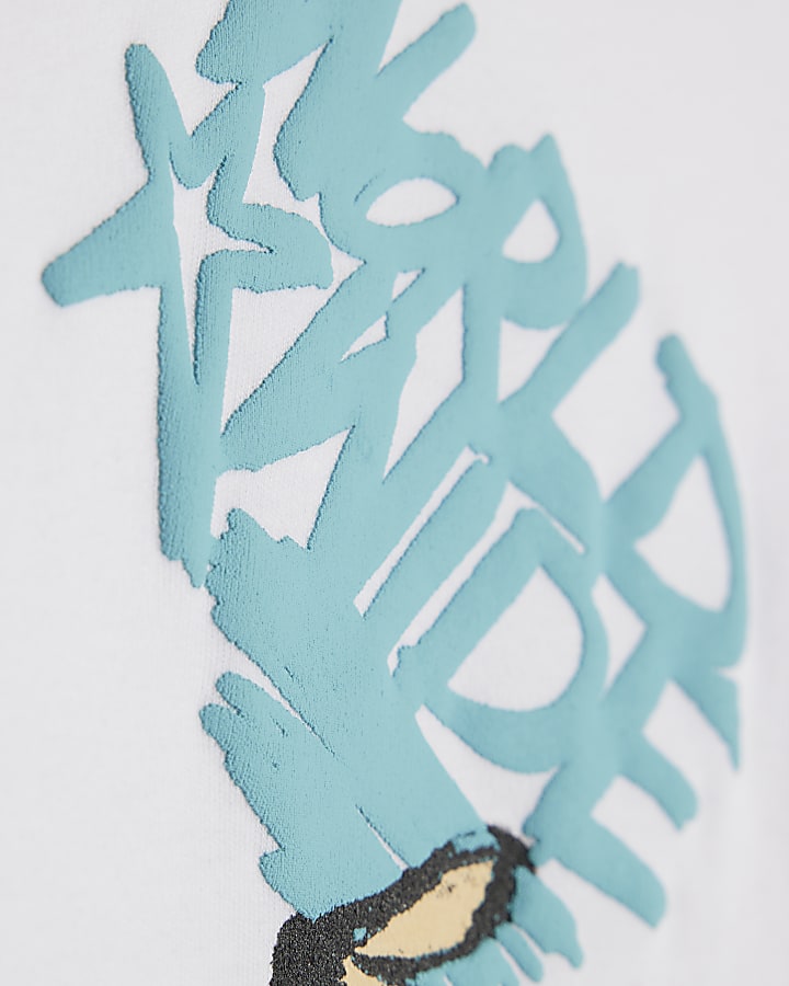 Boys White Graffiti Doodle Bear T-Shirt