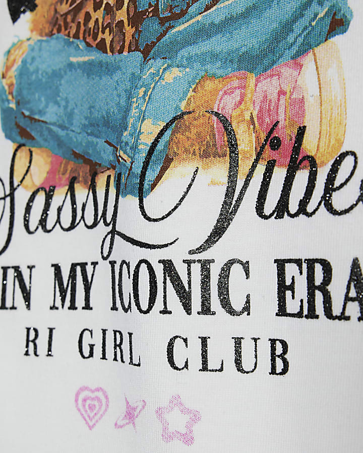 Girls White Boba Bear T-Shirt