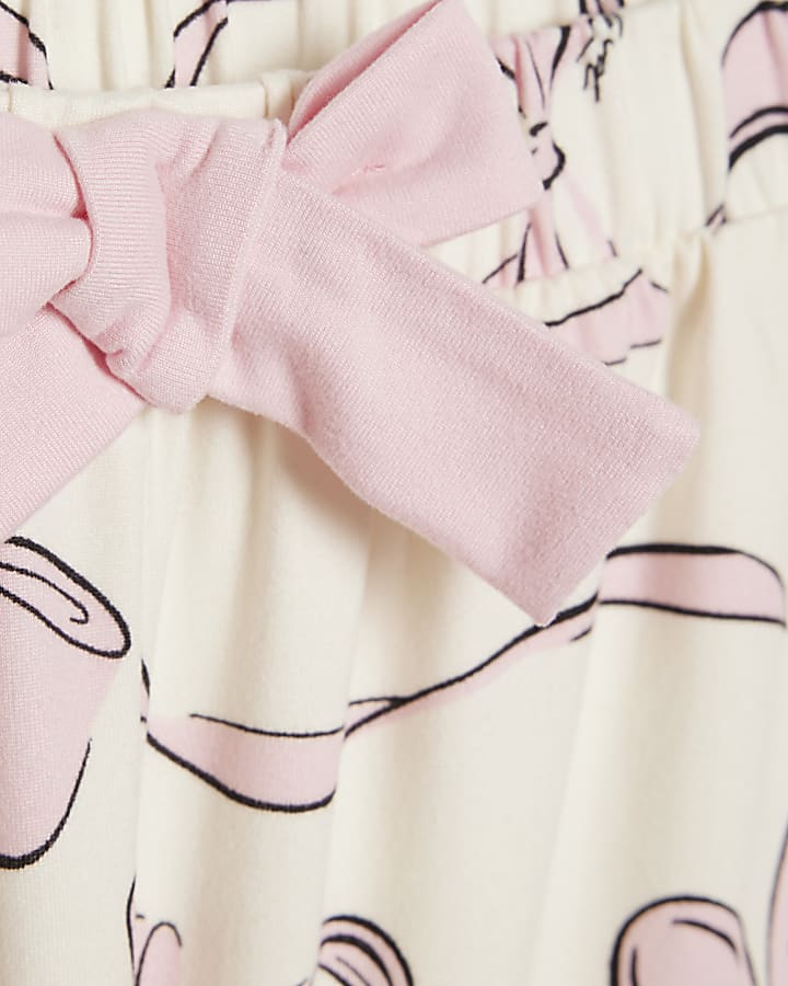 Girls Cream Bow Print Short Sleeve Pyjamas