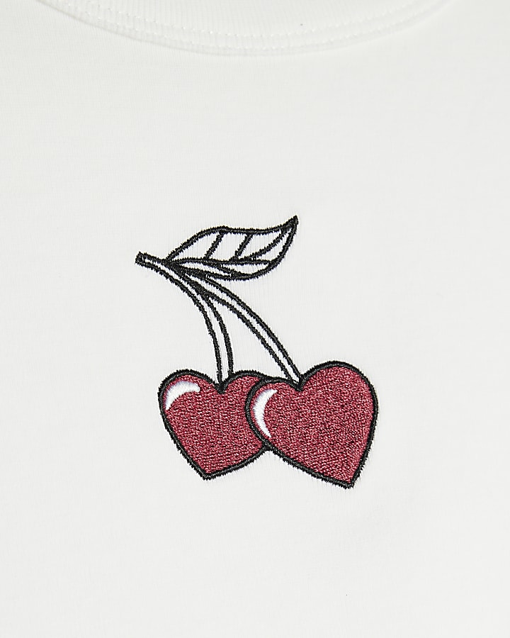 Girls Red Cherry T-Shirt And Trousers Set