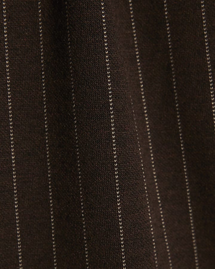 Girls Brown Pinstripe Wide Leg Trousers