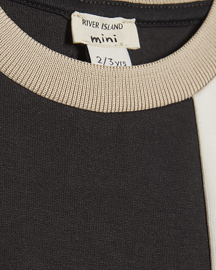 Mini Boys Beige Colour Block Luminis T-Shirt