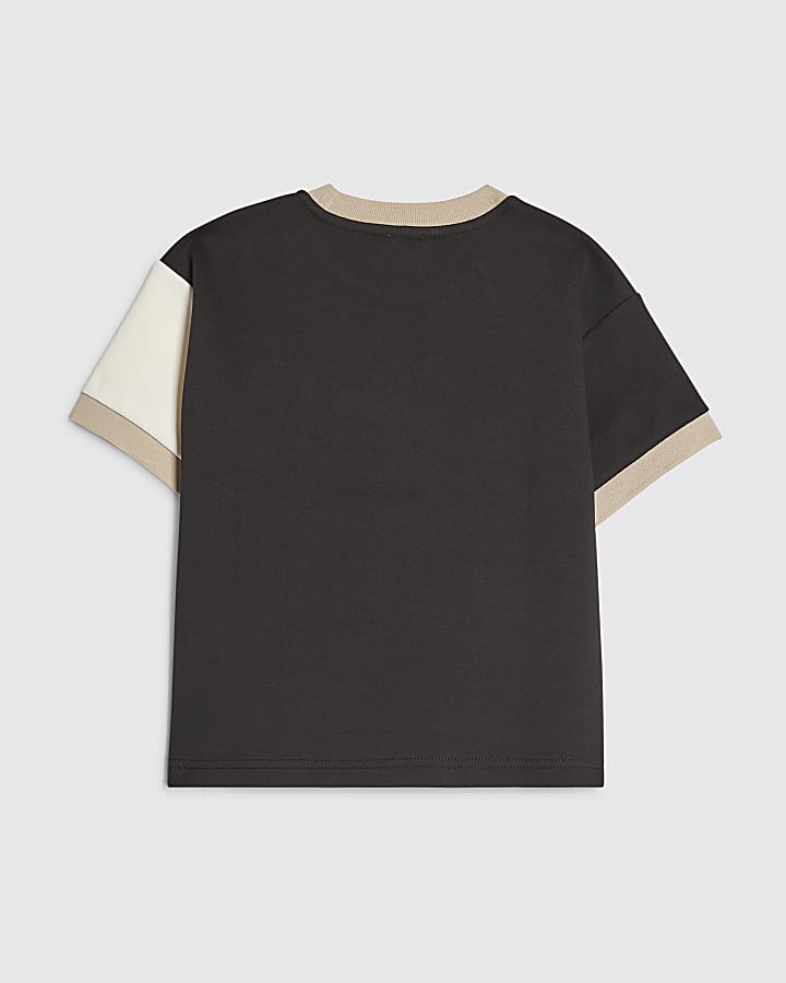 Mini Boys Beige Colour Block Luminis T-Shirt