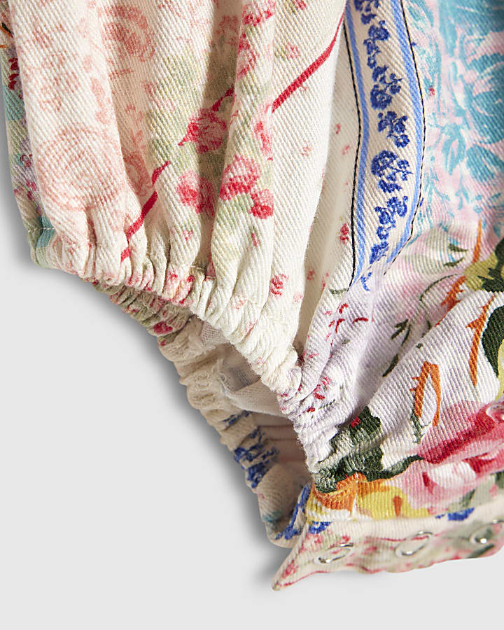 Baby Girls Pink Patchwork Romper