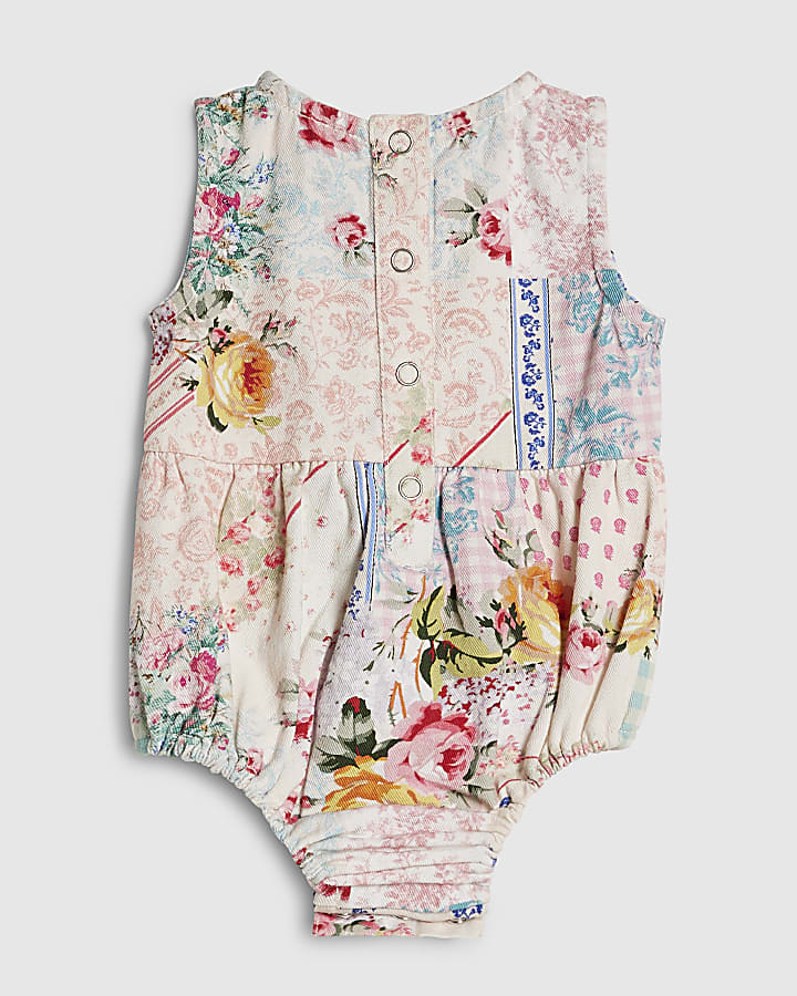 Baby Girls Pink Patchwork Romper