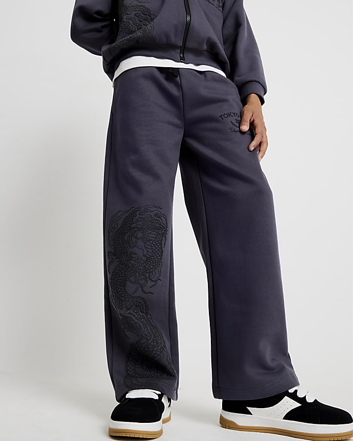 Boys Grey Japanese Dragon Hoodie Set