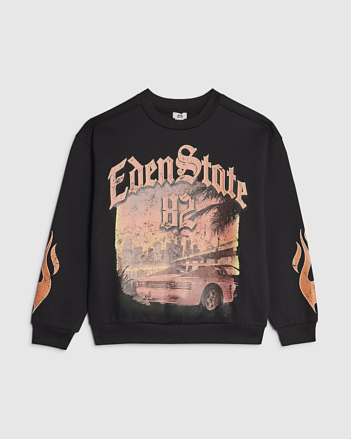 Boys Black Eden State Car Sweatshirt