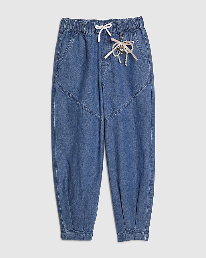 Girls Blue Keyring Cargo Jeans