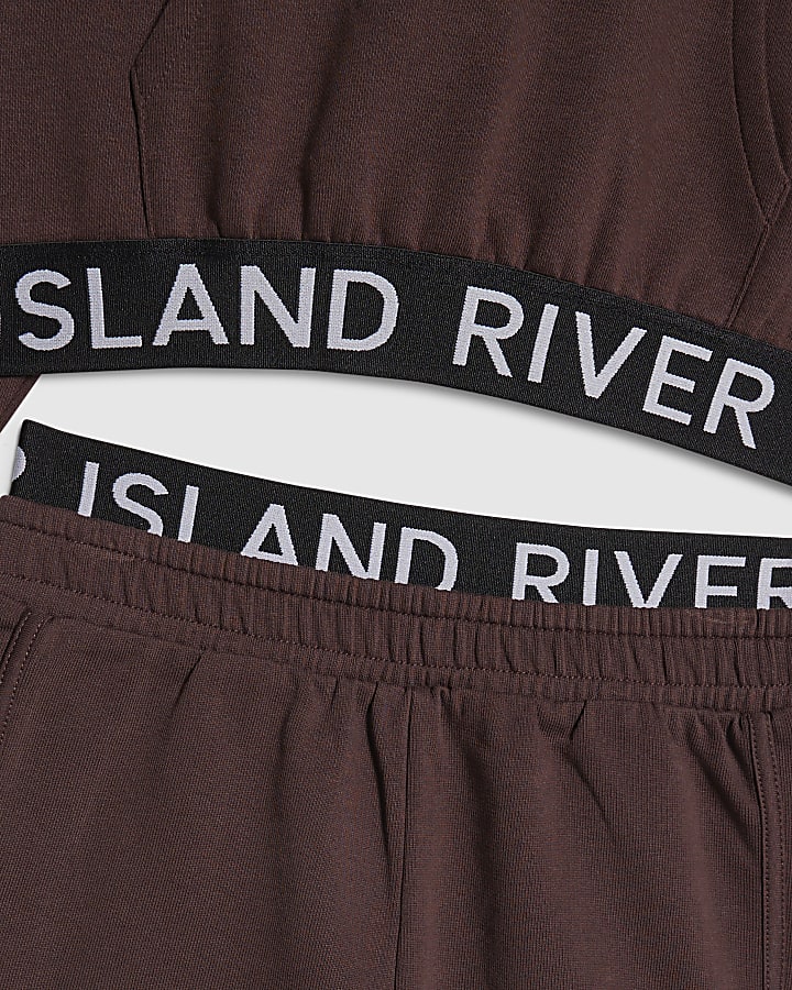 Girls Brown Hoodie And Shorts Set