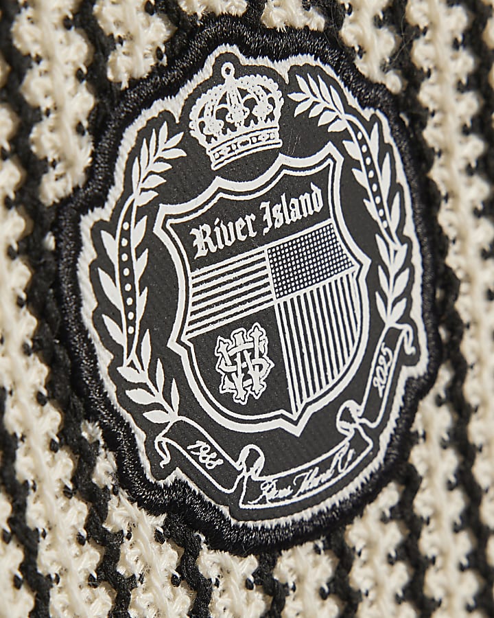 Mini Boys Black Crochet Stripe Football Top