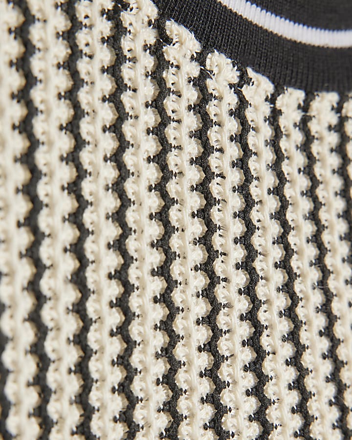 Boys Black Crochet Stripe T-Shirt