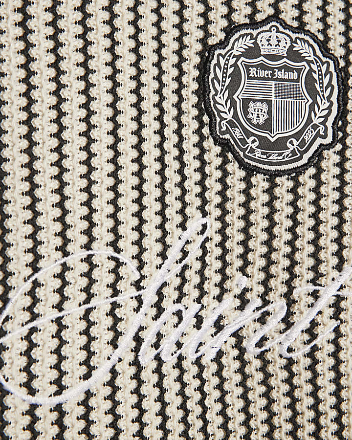 Boys Black Crochet Stripe T-Shirt