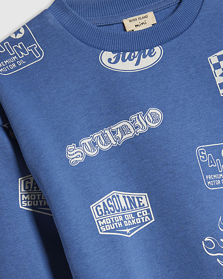 Mini Boys Blue Badge Print Set