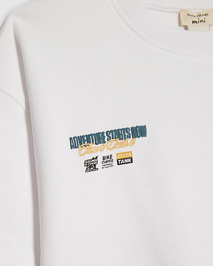 Mini Boys White Monster Truck T-Shirt