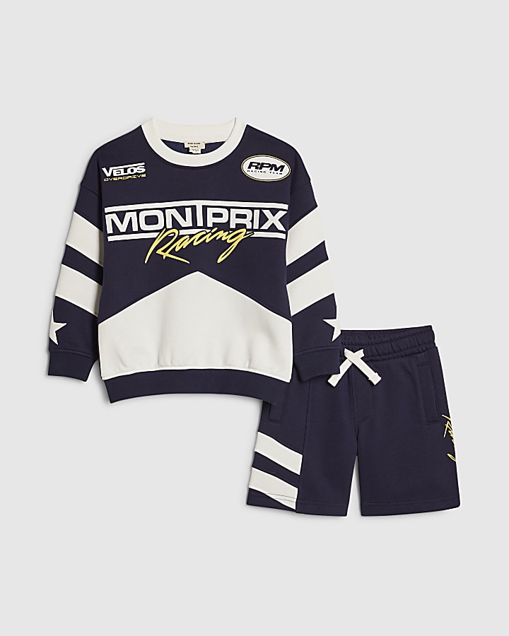 Mini Boys Navy MontPrix Sweatshirt Set
