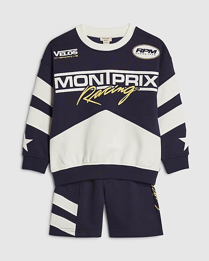 Mini Boys Navy MontPrix Sweatshirt Set