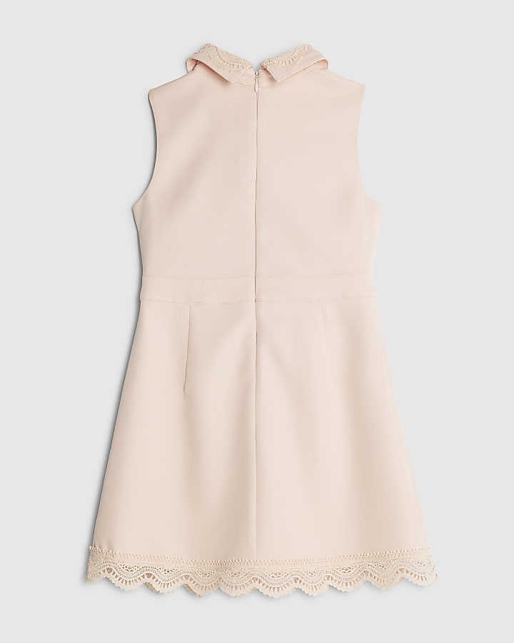 Girls Pink Button Up Embellished Dress