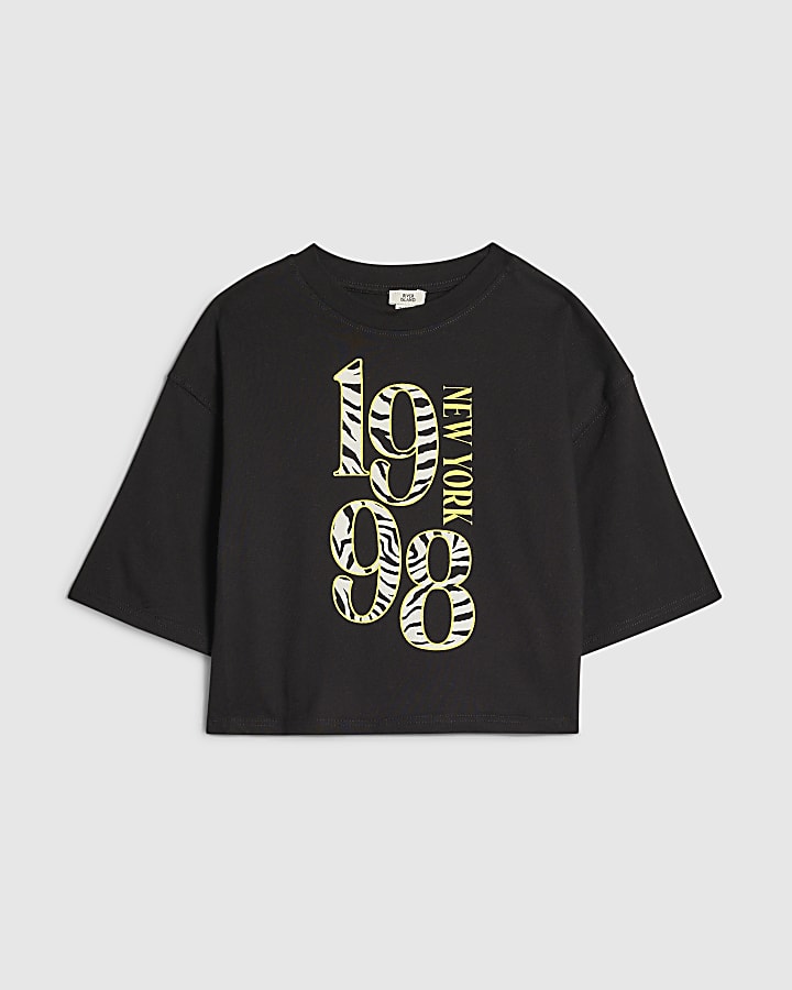 Girls Black 1998 Zebra Infill T-Shirt