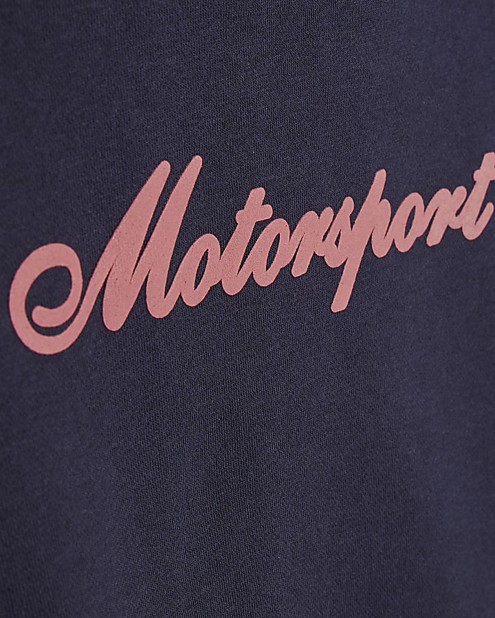 Boys Navy 1978 Badge Zip Through Hoodie