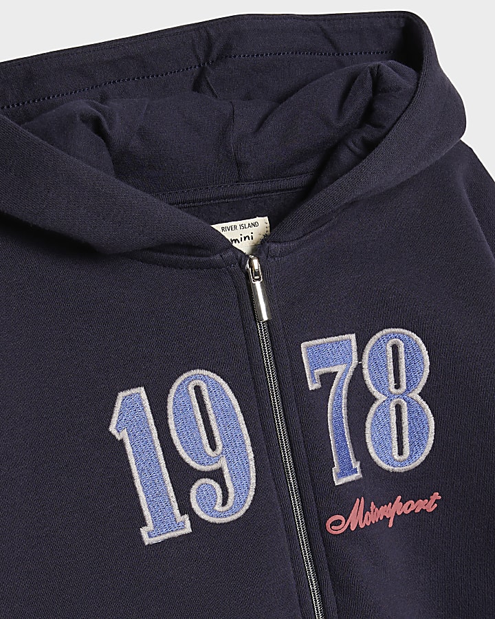 Mini Boys Navy 1978 Badge Zip Through Hoodie