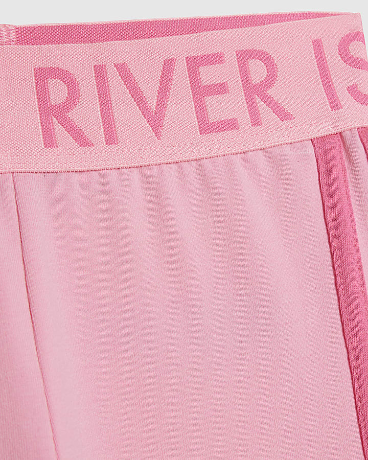 Girls Pink Side Stripe Leggings