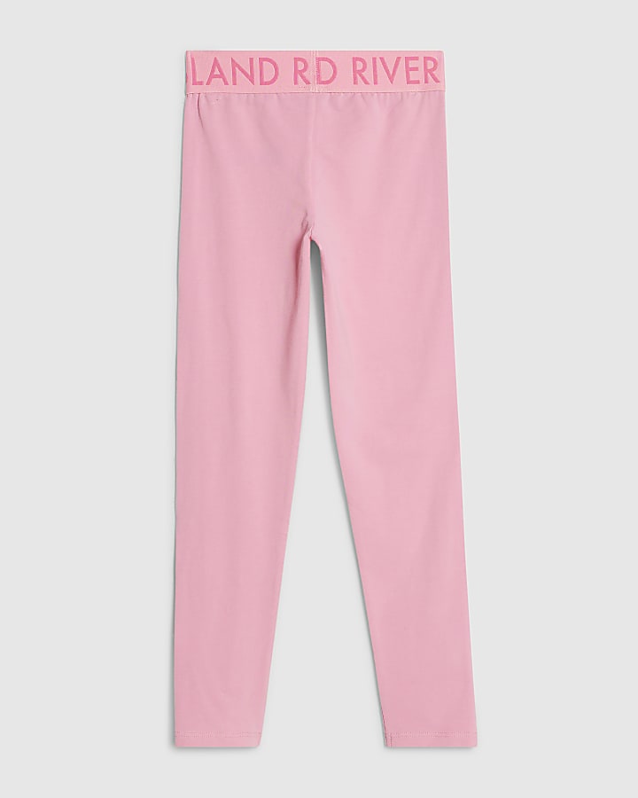 Girls Pink Side Stripe Leggings