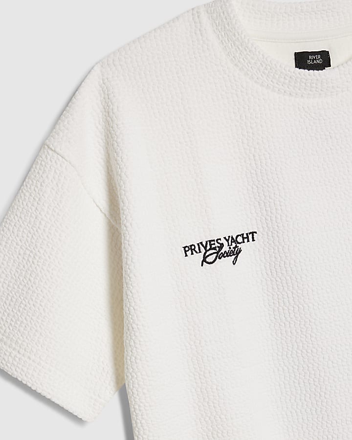 Boys Cream Oversized Textured Amalfi T-Shirt